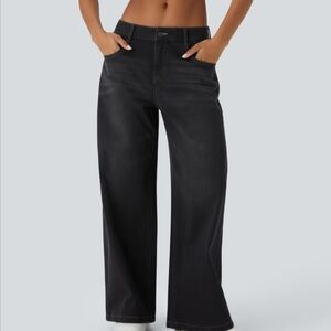 HALARA Charcoal Low Rise Zipper Pocket Washed Baggy Wide Leg 90’s style TALL